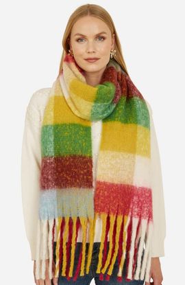 Yumi Yumi Oversize Checked Soft Tassel Scarf