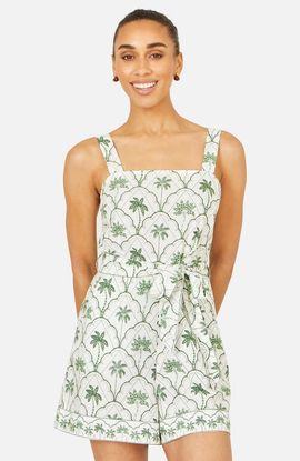 Yumi Yumi Palm Print Cotton Playsuit