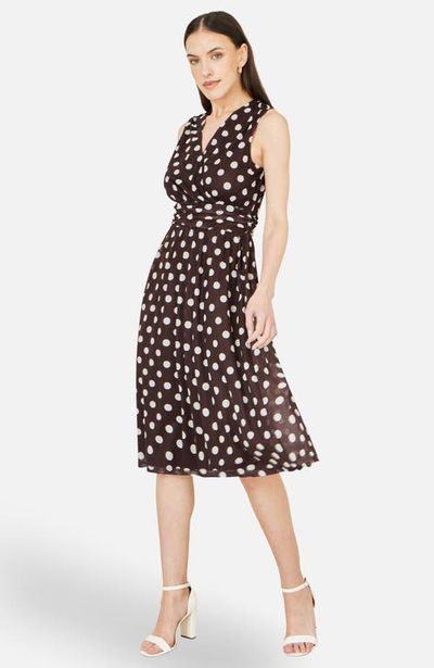 Yumi Yumi Polka Dot Mesh Wrap Skater Dress