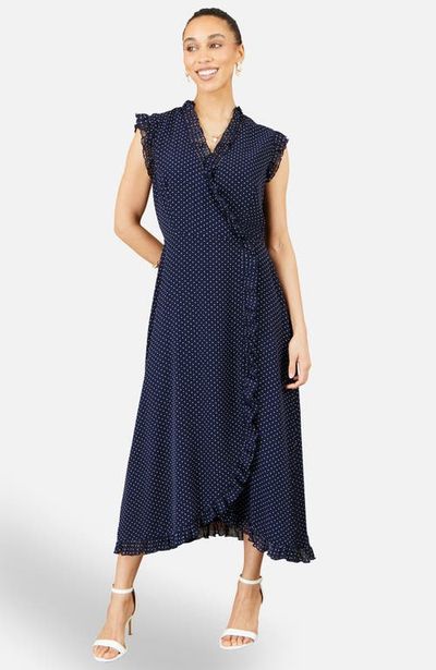 Yumi Yumi Polka Dot Midi Wrap Dress