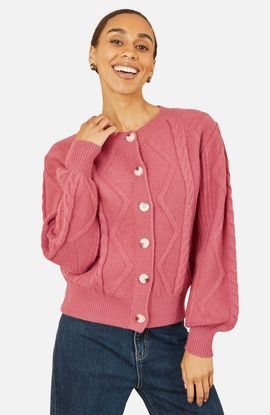 Yumi Yumi Relaxed Fit Cable Cardigan