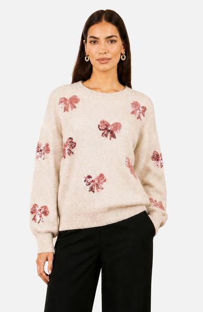 Yumi Yumi Relaxed Knit Sequin Bow Jumper
