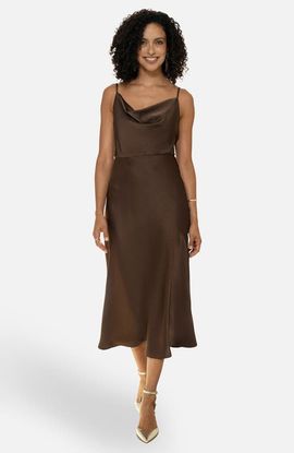 Yumi Yumi Satin Cowl Neck Midi Slip Dress