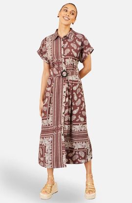 Yumi Yumi Scarf Print Midi Shirt Dress
