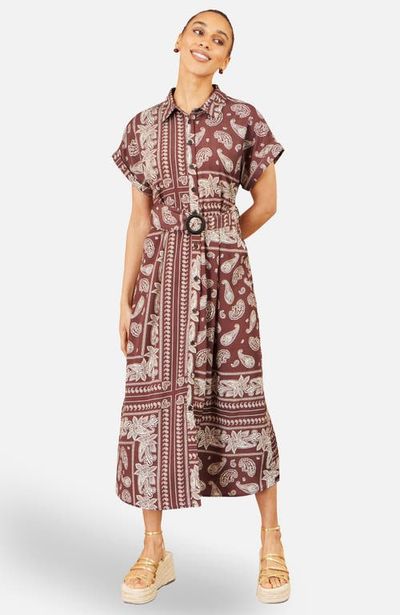 Yumi Yumi Scarf Print Midi Shirt Dress