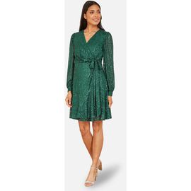 Yumi Yumi Sequin Long Sleeve Frill Wrap Dress
