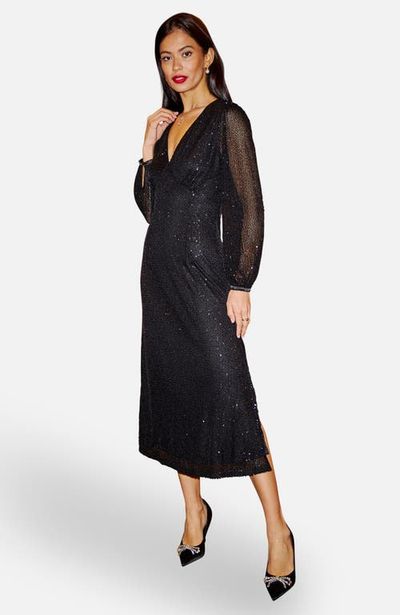 Yumi Yumi Sequin Long Sleeve Midi Dress