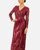 Yumi Yumi Sequin Midi Long Sleeve Wrap Dress - 1