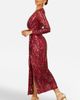 Yumi Yumi Sequin Midi Long Sleeve Wrap Dress - 5