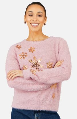Yumi Yumi Sequin Snowflake Fluffy Jumper