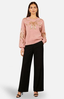 Yumi Yumi Sequinned Bow Neckline Jumper