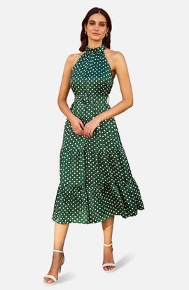 Yumi Yumi Spot Print Halter Midi Dress