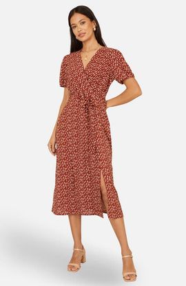 Yumi Yumi Spot Wrap Midi Dress