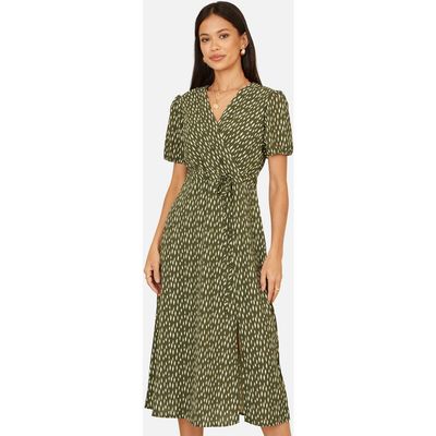 Yumi Yumi Spot Wrap Midi Tea Dress