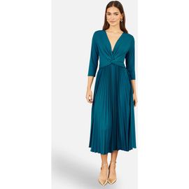 Yumi Yumi Stretch Wrap Pleated Midi Dress