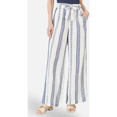 Yumi Yumi Tie Belt Linen Mix Cropped Trousers