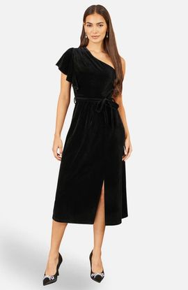 Yumi Yumi Velvet One Shoulder Midi Dress