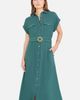 Yumi Yumi Viscose Linen Look Midi Shirt Dress - 1