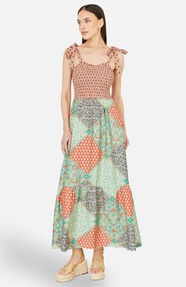 Yumi Yumi Viscose Patchwork Ruched Maxi dress