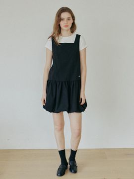 YUPPE Balloon Shirring Elegant Dress [Beige]