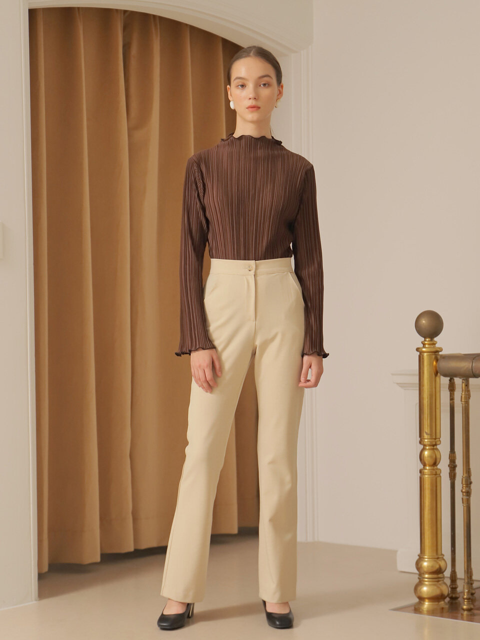 YUPPE Bell Bottom Pants_Beige