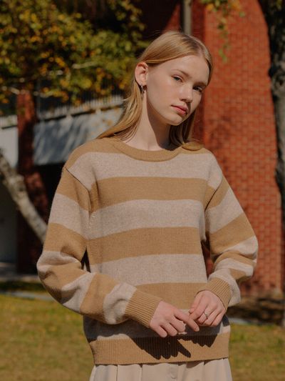 YUPPE Cashmere Stripe Knit_Camel
