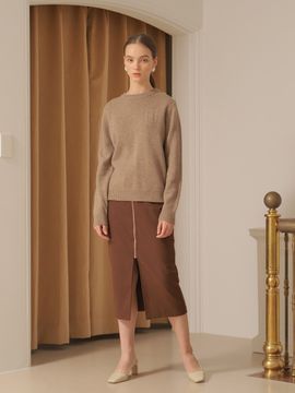YUPPE Checked Zipper Skirt_Brown