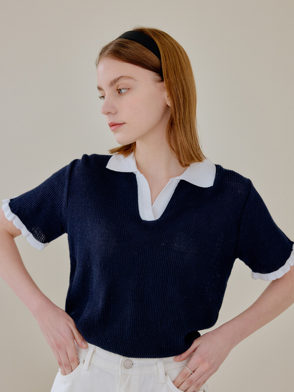 YUPPE Collar Knit_Navy