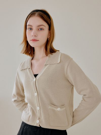 YUPPE Collar Point Cardigan_Beige