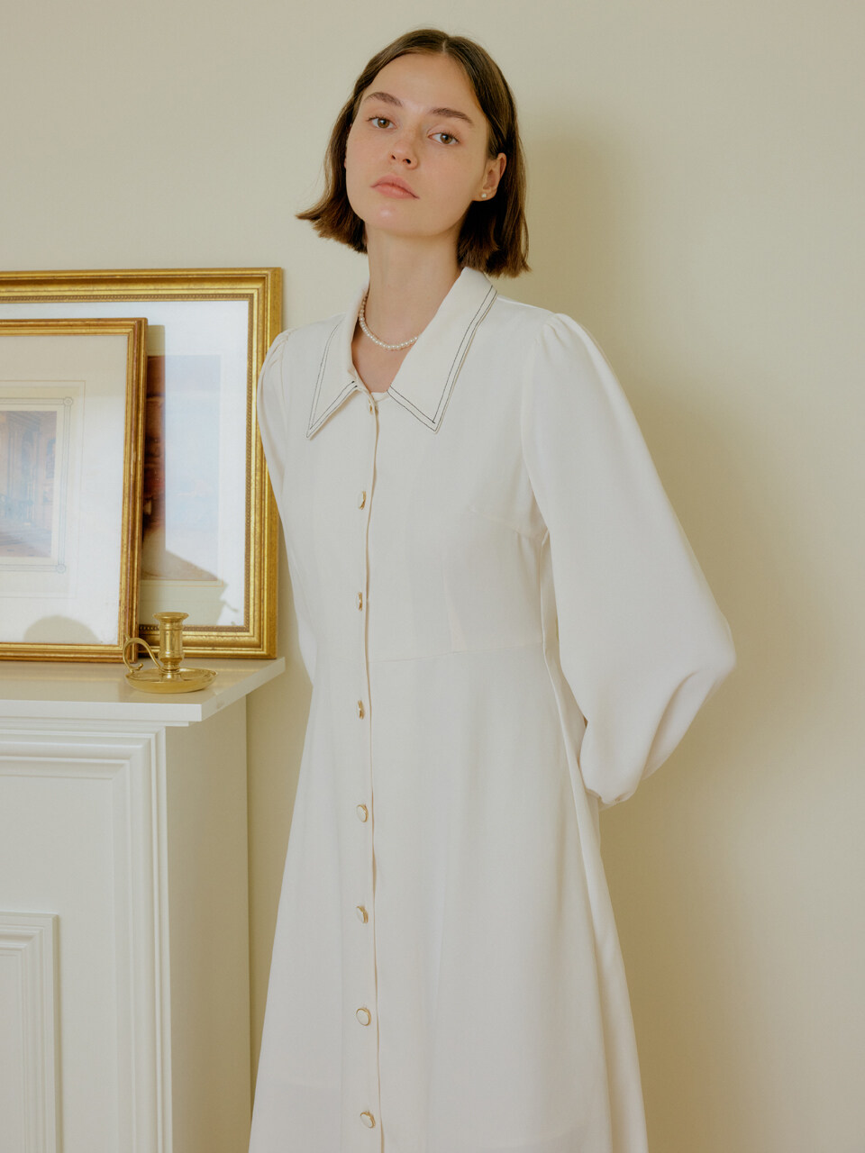 YUPPE Color Shirt Dress_White