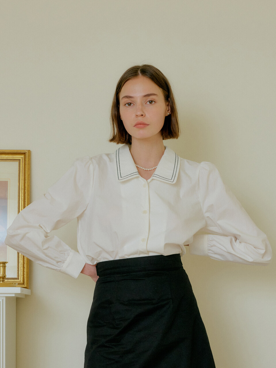 YUPPE Color Stitch Shirt_White