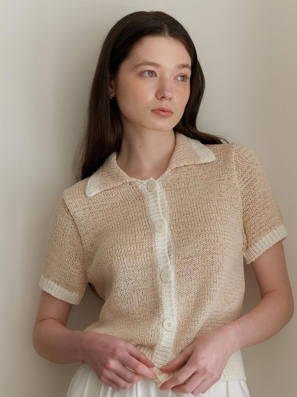 YUPPE Color Tape Cardigan_Beige