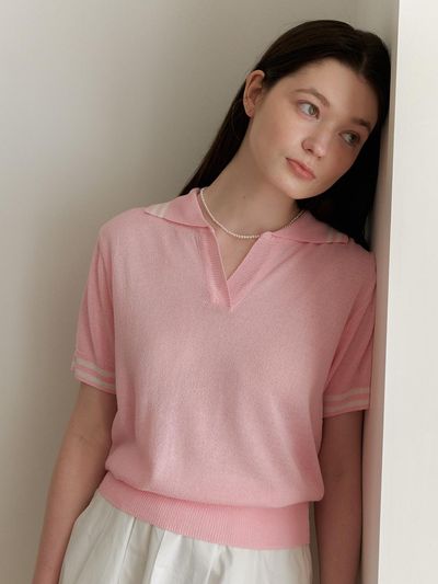 YUPPE Line Collar Knit_Pink