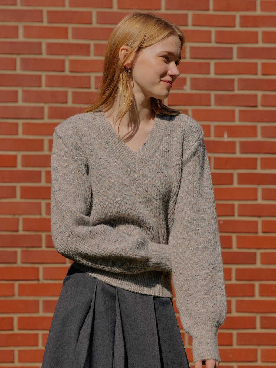 YUPPE V-Neck Cashmere Knit_Gray