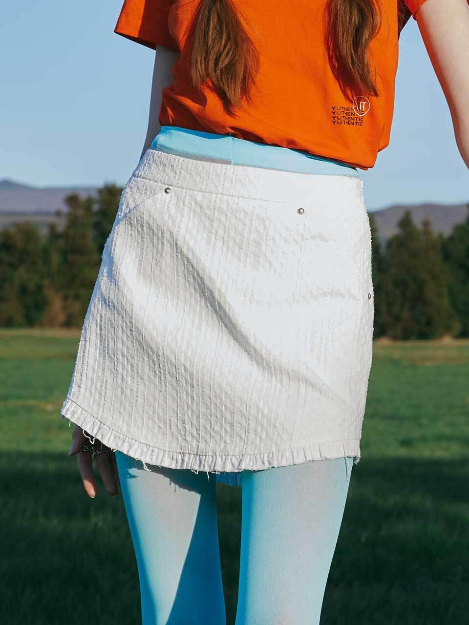 YUTHENTIC Frill Mini Skirt_White