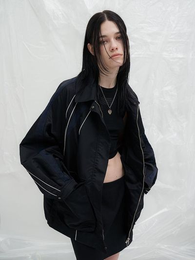 YUTHENTIC Line Casual Zip-Up Jumper_Black