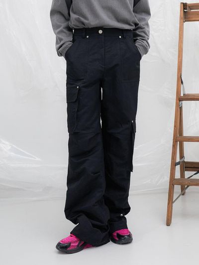 YUTHENTIC Multi Pocket Cargo Pants_Black