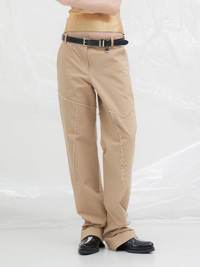 YUTHENTIC Raw-Cut Cotton Pants_Beige