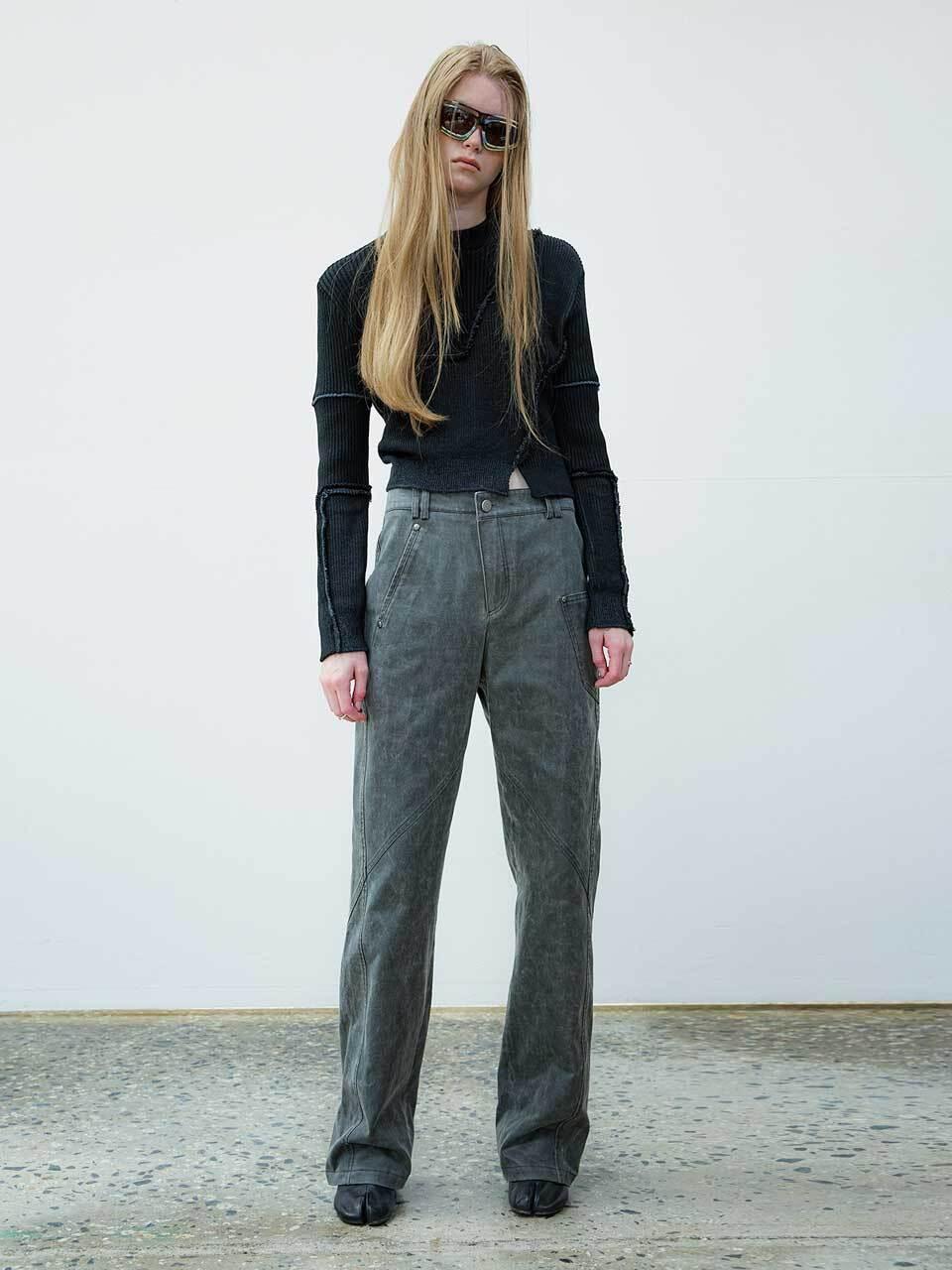 YUTHENTIC suede straight pants AW4WL86012
