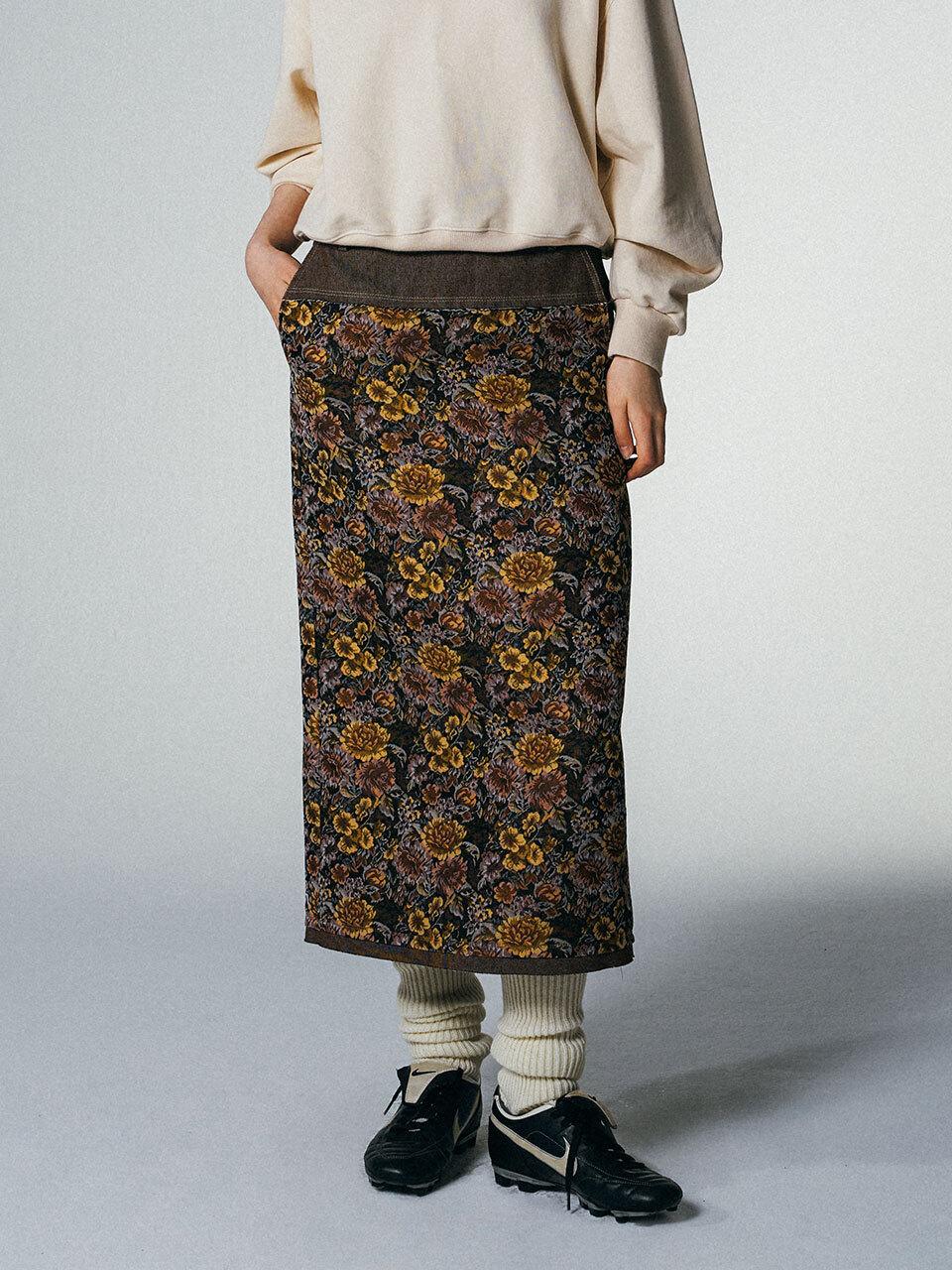 YUTHENTIC Yuthentic Jacquard Long Skirt Brown