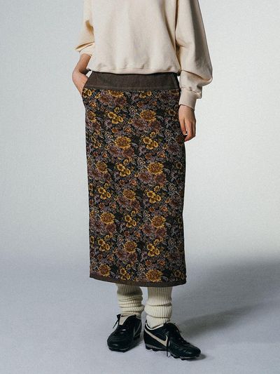 YUTHENTIC Yuthentic Jacquard Long Skirt Brown