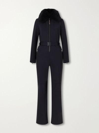 YVES SALOMON Belted shearling-trimmed stretch-shell ski suit