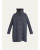 Yves Salomon Goat Shearling Collar Oversized Wool Knit Coat - 1