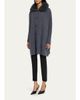 Yves Salomon Goat Shearling Collar Oversized Wool Knit Coat - 2