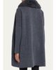 Yves Salomon Goat Shearling Collar Oversized Wool Knit Coat - 3