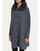 Yves Salomon Goat Shearling Collar Oversized Wool Knit Coat - 4