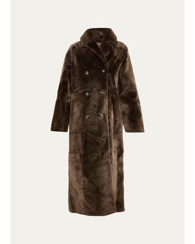 Yves Salomon Manteau Lamb Shearling Double-Breasted Long Coat