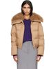 Yves Salomon Yves Salomon Beige Waterproof Technical Lambswool Trim Short Down Jacket - 1