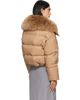 Yves Salomon Yves Salomon Beige Waterproof Technical Lambswool Trim Short Down Jacket - 3