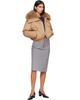 Yves Salomon Yves Salomon Beige Waterproof Technical Lambswool Trim Short Down Jacket - 4